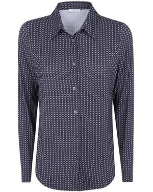 Whyci Geometric-Print Long-Sleeve Shirt - Blue