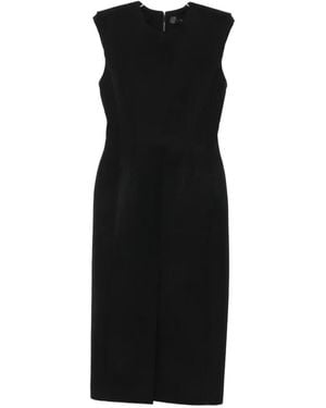 Mugler Padded-Shoulder Midi Dress - Black