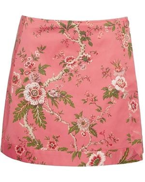 Cara Cara Floral-Print Skirt - Pink