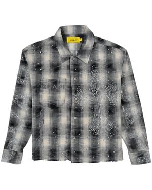 GUAPI Crystal-Embellished Plaid Flannel - Grey