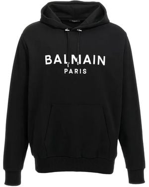 Balmain Logo-Detail Long-Sleeve Hoodie - Black