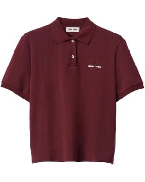 Miu Miu Polo En Coton À Logo Brodé - Rouge