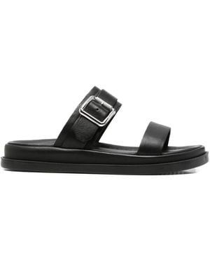 SERGIO MORETTI FIRENZE Buckle-Fastening Leather Sandals - Black