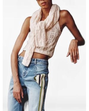 Hellessy Pointelle-Knit Scarf-Detail Top - Multicolor