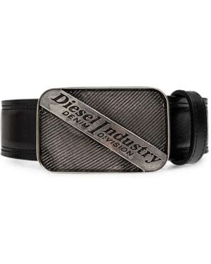 DIESEL Logo B-Industry Leather Belt - Gray