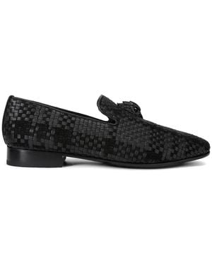 Kurt Geiger Ace Stud Woven-Design Loafers - Black