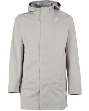 K-Way Hooded Mid-Length Coat - Grey