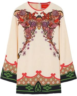 La DoubleJ Butterfly-Print Mini Day Dress - White