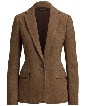 Ralph Lauren Rl67 Herringbone-Pattern Single-Breasted Blazer - Brown