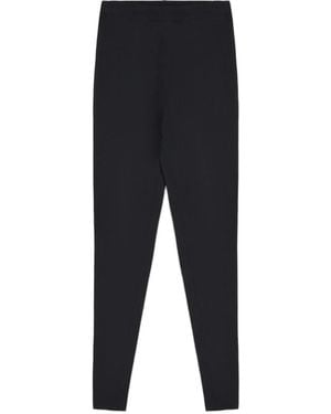 Yves Salomon Elasticated Ribbed-Knit Leggings - Blue