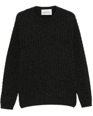 Amaranto Cable-Knit Crew-Neck Jumper - Black