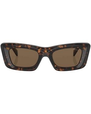 Prada Tortoiseshell-Effect Logo Sunglasses - Brown