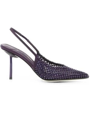 Le Silla Gilda Crystal-Embellished Mesh Court Shoes - Blue