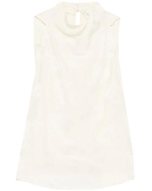 forte_forte Top Sbieco Jaquard Fluido Bouquet - White