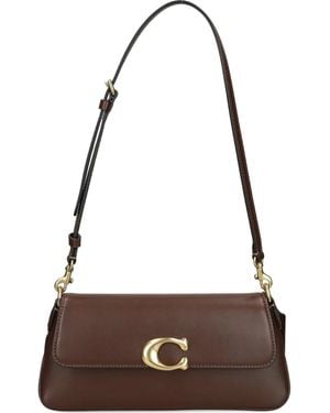 COACH Small Jet C-Logo Leather Shoulder Bag - Brown
