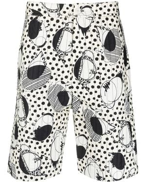 Henrik Vibskov Wheel Abstract-Print Quilted Shorts - White