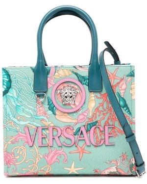 Versace Small Barocco La Medusa Tote Bag - ブルー