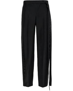 McQueen Satin-Trim Draped Trousers - Black
