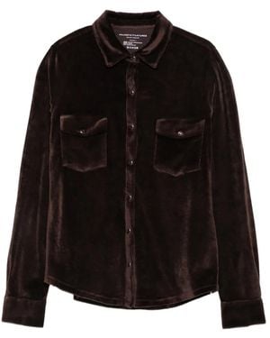 Majestic Filatures Velvet-Effect Pocket-Detail Shirt - Black