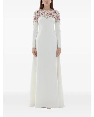 Dina Melwani Long-Sleeves Maxi Dress - White