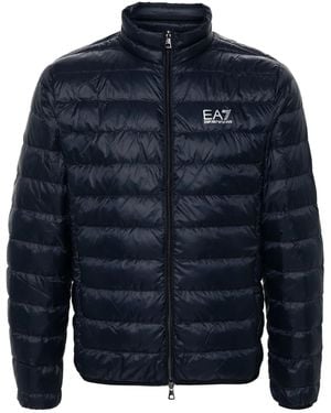 EA7 Logo Short Down Jacket - Blue