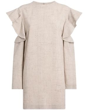 Moschino Ruffle-Trimmed Cold-Shoulder Mini Dress - Natural