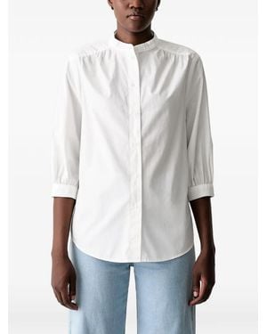 Marc O' Polo Gathered-Detail Band-Collar Shirt - White