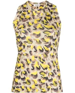 Nanushka Safea Leopard-Print Tank Top - Yellow