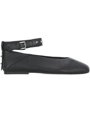 Ash Studded Ankle-Strap Ballet Flats - White