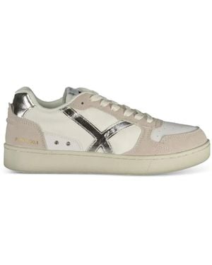 Gas Sneakers Pyro Mix Effetto Metallizzato Con Inserti - Bianco