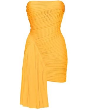 Hervé L. Leroux Strapless Draped Mini Dress - Yellow