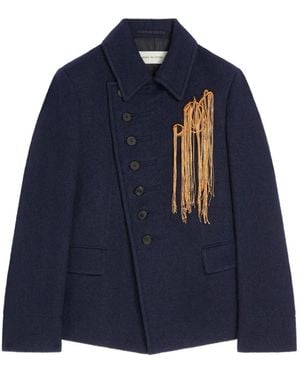 Dries Van Noten Embroidered Wool Blazer - Blue