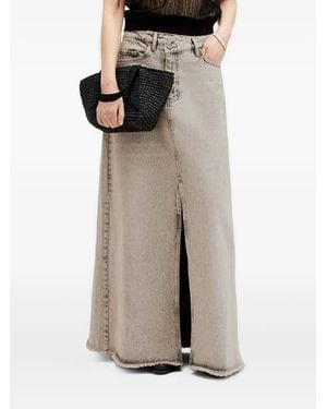 AllSaints Falda larga vaquera con detalle deshilachado - Gris