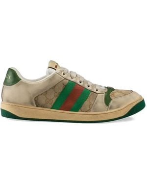 Gucci Gestreepte Sneakers Met Logo - Groen