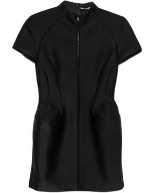 David Koma Zip Short-Sleeve Mini Dress - Black