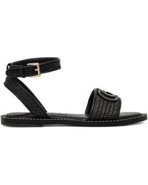 Guess Woven-Strap Flat Sandals - Black