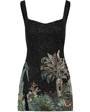 Clio Peppiatt Rio Bead-Embellished Mini Dress - Black