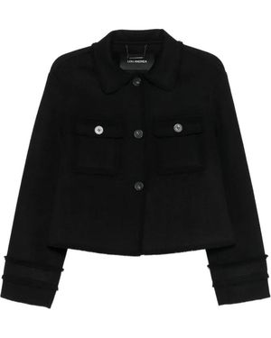 Lou Andrea Geknöpfte Cropped-Jacke - Schwarz