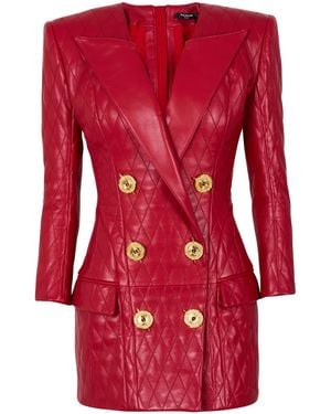 Balmain Quilted Mini Dress - Red