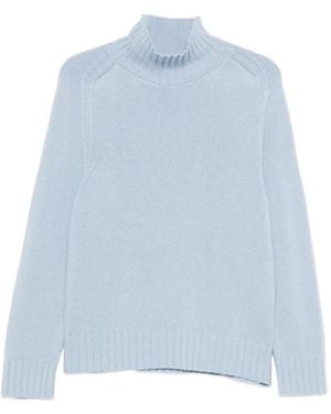 Purotatto Gerippter Pullover Mit Stehkragen - Blau