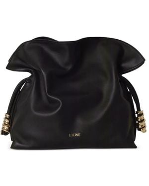 Loewe Medium Coil Flamenco Leren Clutch - Zwart
