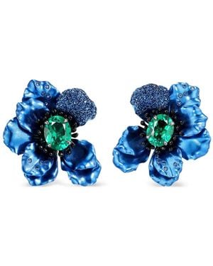 Anabela Chan 18Kt Poppy Emerald And Sapphire Earrings - Blue