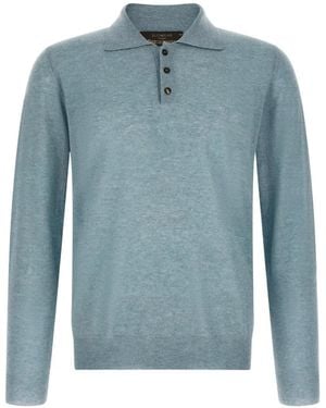 Zanone Mélange-Effect Polo Sewater - Blue