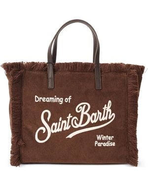 MC2 Saint Barth Corduroy Fringed Tote Bag - Brown