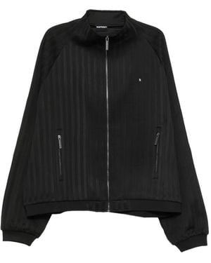 MADFRENZY Striped Zip Jacket - Black