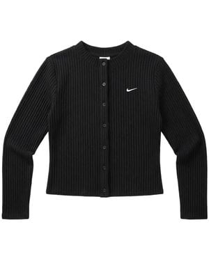 Nike Chill Ribbed-Knit Cardigan - Black