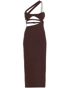 Nensi Dojaka Asymmetric Silk Sweetheart Midi Dress - Purple