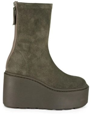 Vic Matié Platform Wedge Ankle Boots - Green