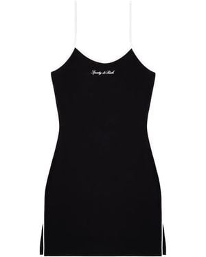 Sporty & Rich Logo-Print Contrast-Trim Dress - Black