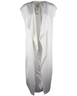 Genny Draped-Lapel Longline Gilet - Grey